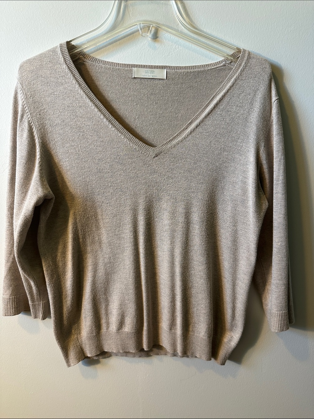 MARKS & SPENCER Women's Lightweight V-Neck Oatmeal Sweater
